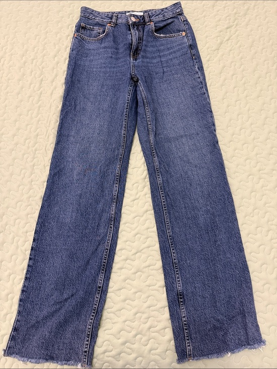 Mango Denim - Mango Wide-Leg High-Rise Jeans in Dark Blue Wash
